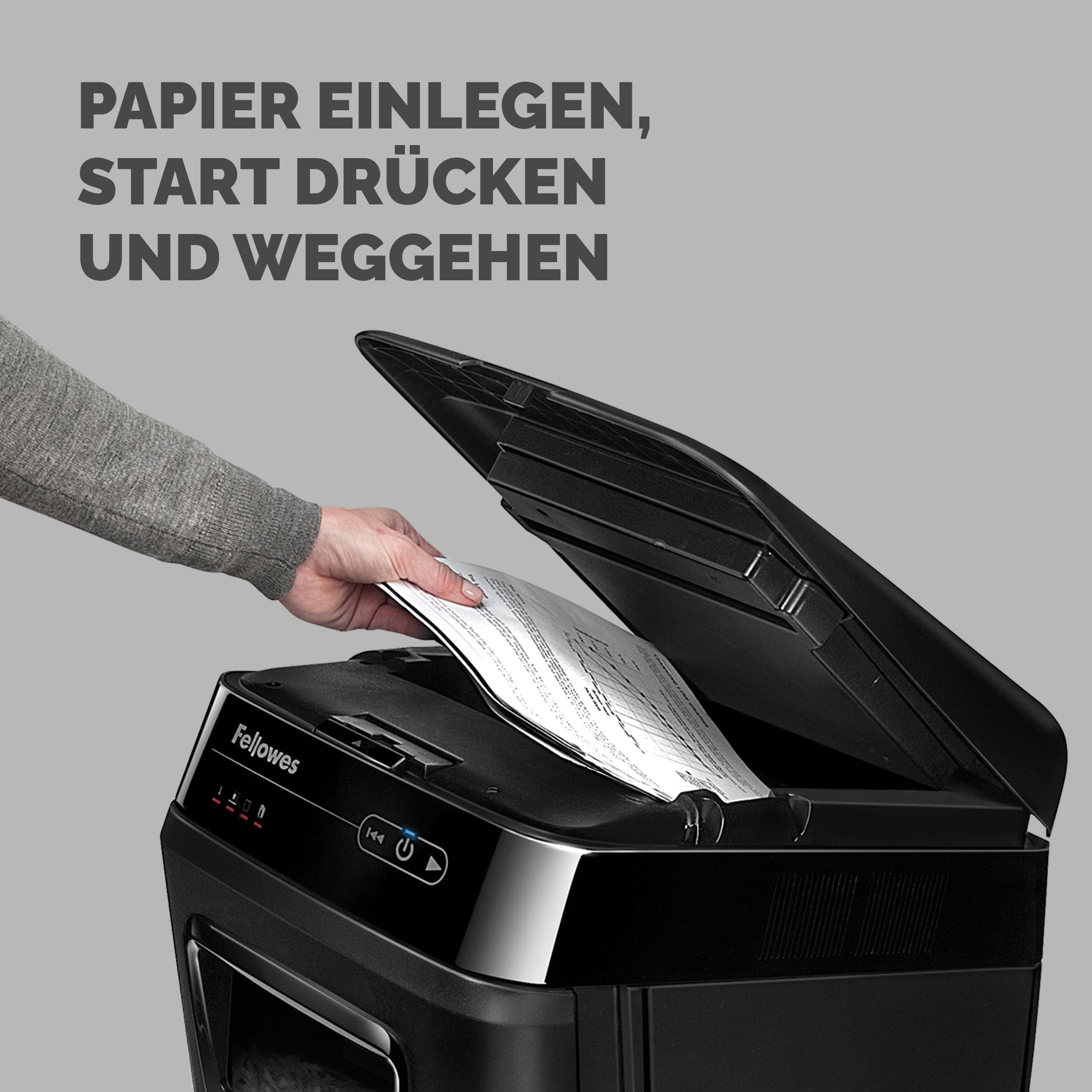 Fellowes Auto-Feed 150C Partikelschnitt Aktenvernichter (P-4), 150 Blatt, für 1-3 Nutzer im Büro oder Home Office mit SilentShred, geeignet zur Datenschutz-Grundverordnung (DSGVO 2018)