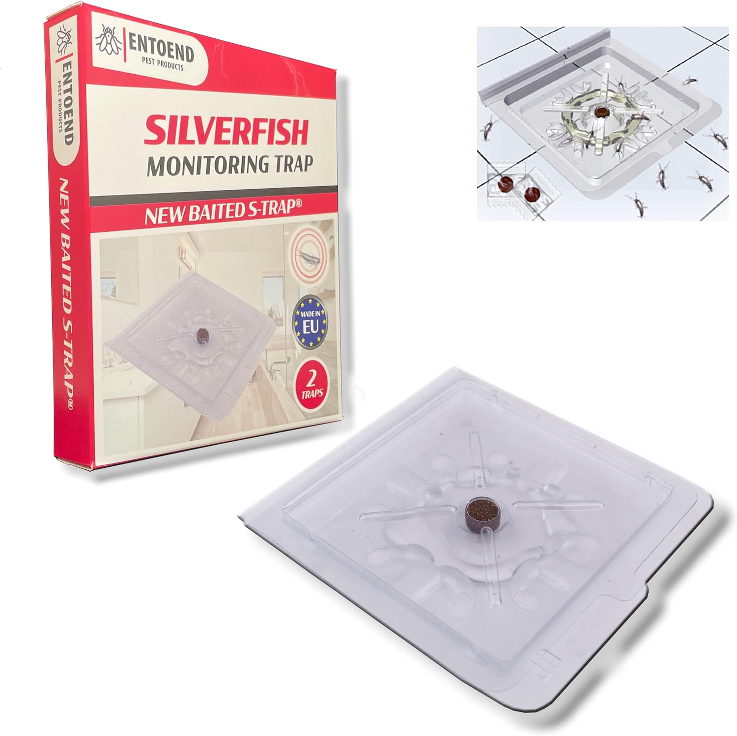 ENTOEND Silverfish Trap PreBaited Monitoring Trap for Silverfish and