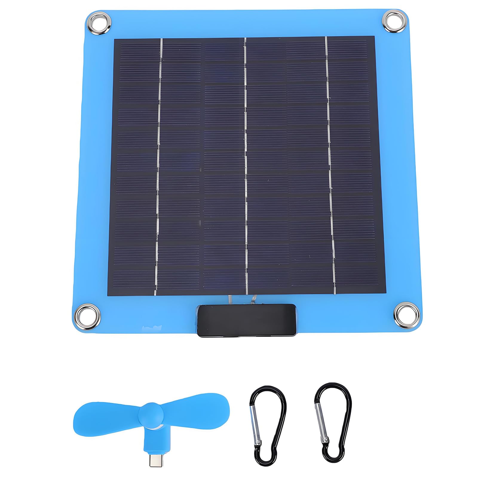 Kaeltsyn Blue Solar Phone Panel Set With Usb Output And Small Fan, Lightweight Backup Energy For Outdoor Activities And Travel Sun Powered Phone Backup Trail