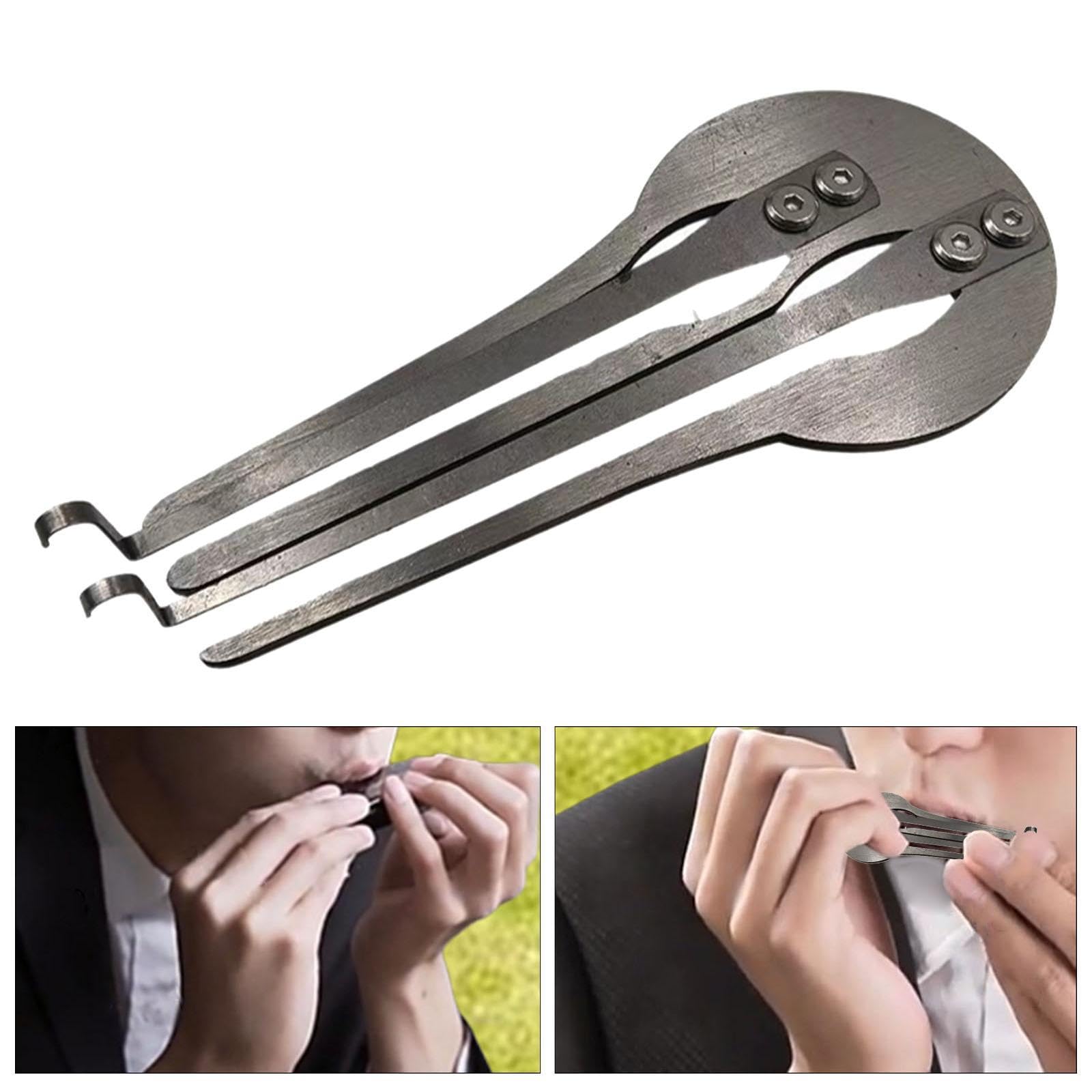 Qianly Maultrommel Russische Maultrommel Mundmusikinstrument Tragbar Kreative Doppelton Design Metall Ethno Mundharmonika Schöne für Kinder Erwach, Silber
