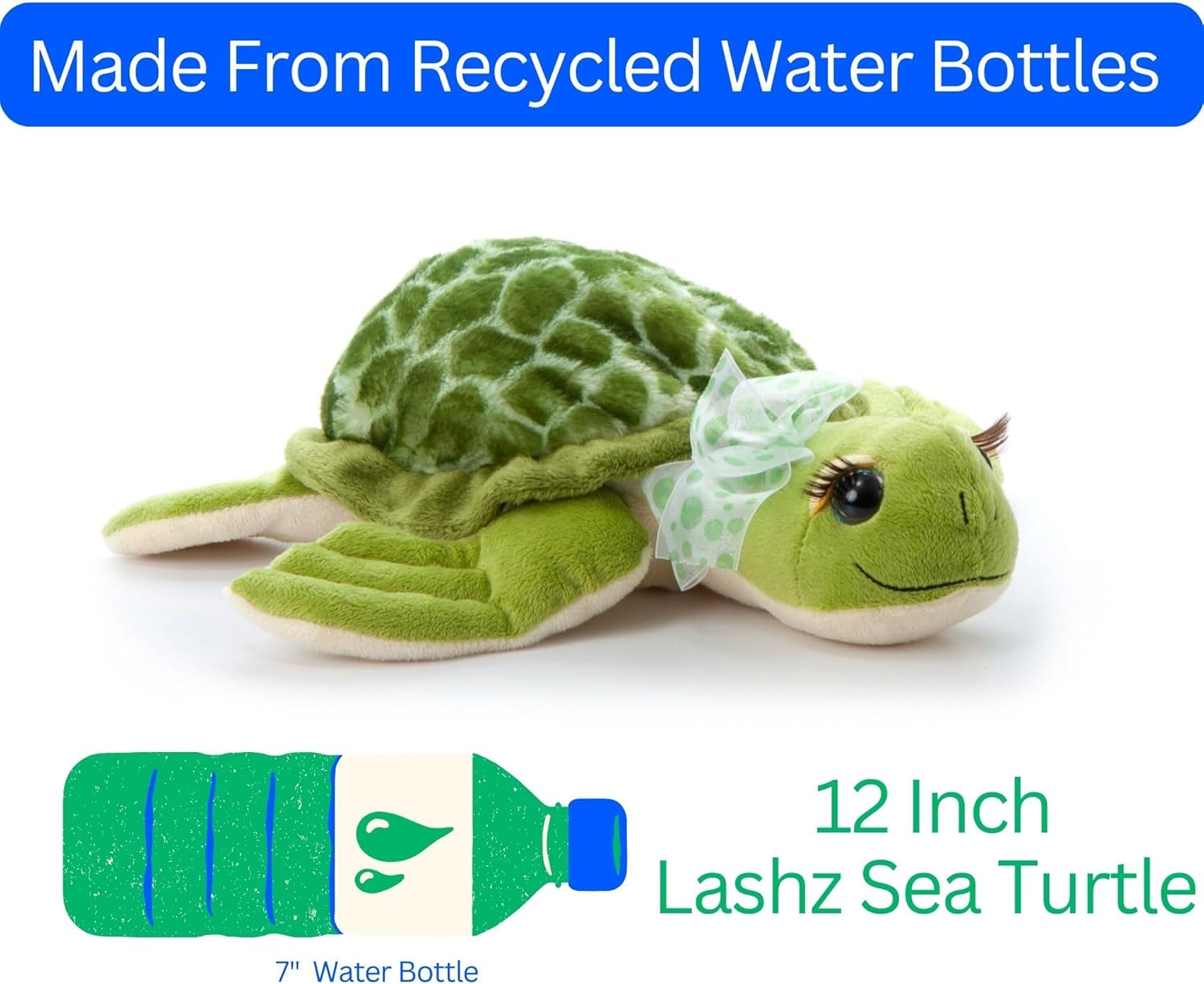 The Petting Zoo, Lash'z Sea Turtle Stuffed Animal, Gifts for Girls, Plush Toy 12 inches