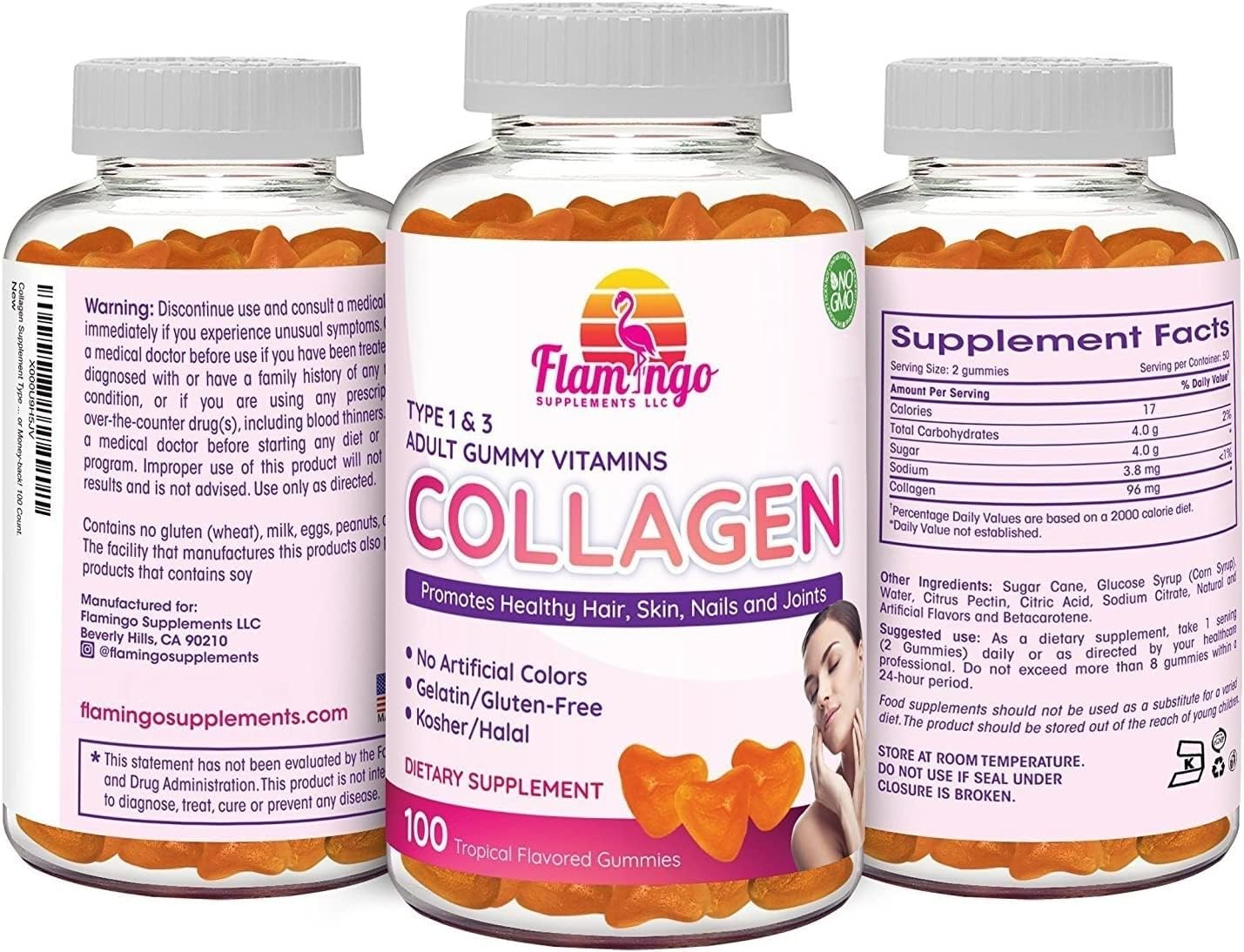 Collagen Gummies- Natural Marine Collagen for Women, and Men- Collagen Supplements for Skin Joint, Hair, Nails- Hydrolyzed Type 2 & 1 3- Replace Pills and Powders - No Gelatin, Kosher, Halal- 100 Ct. : Health & Household