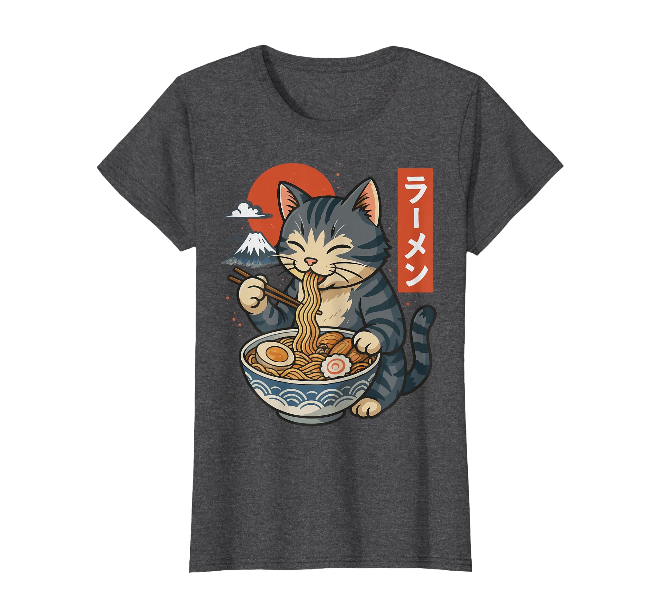 Anime Cat Eating Ramen Retro Kawaii Ramen Cat T-Shirt