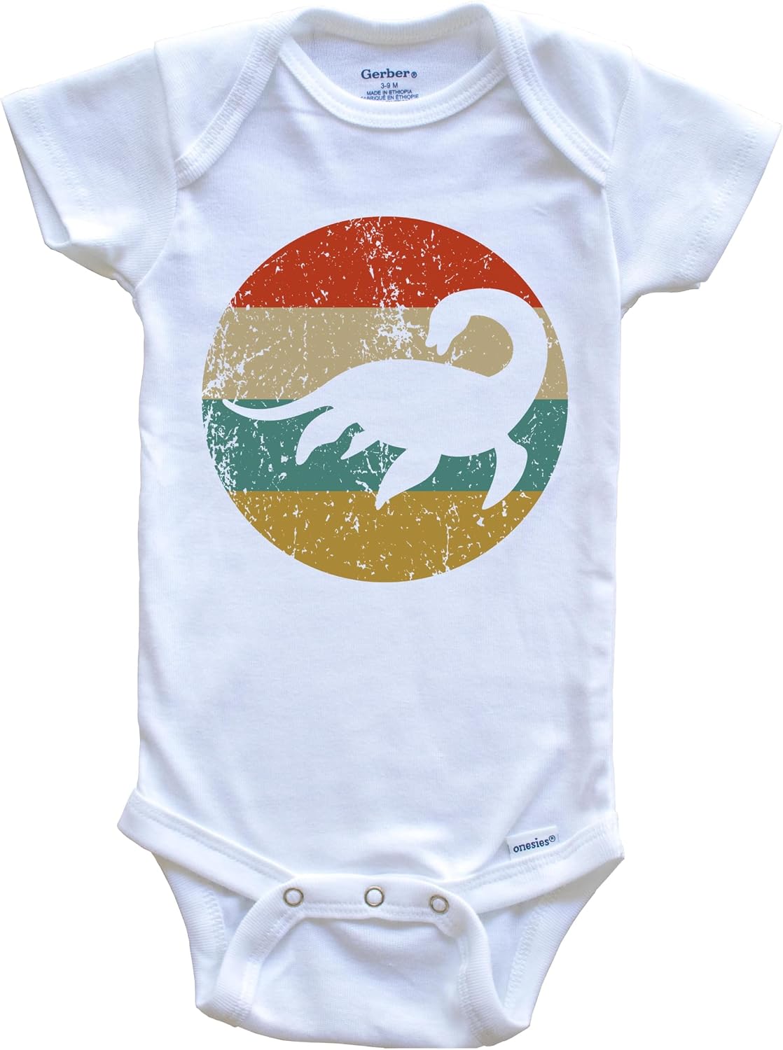 Loch Ness Monster Vintage Retro Nessie Circle Icon One Piece Baby Bodysuit