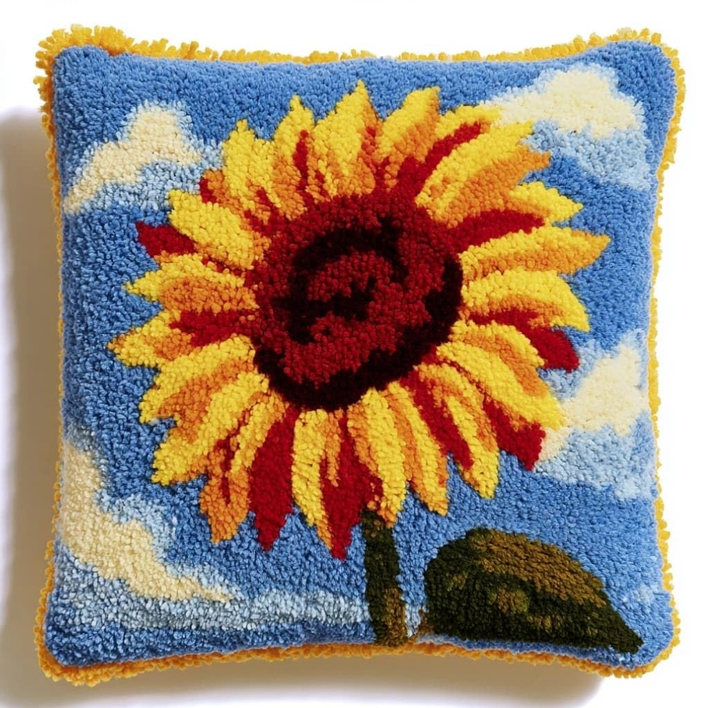 Taxpy Latch Hook Cushion Kit for Beginners Sunflower