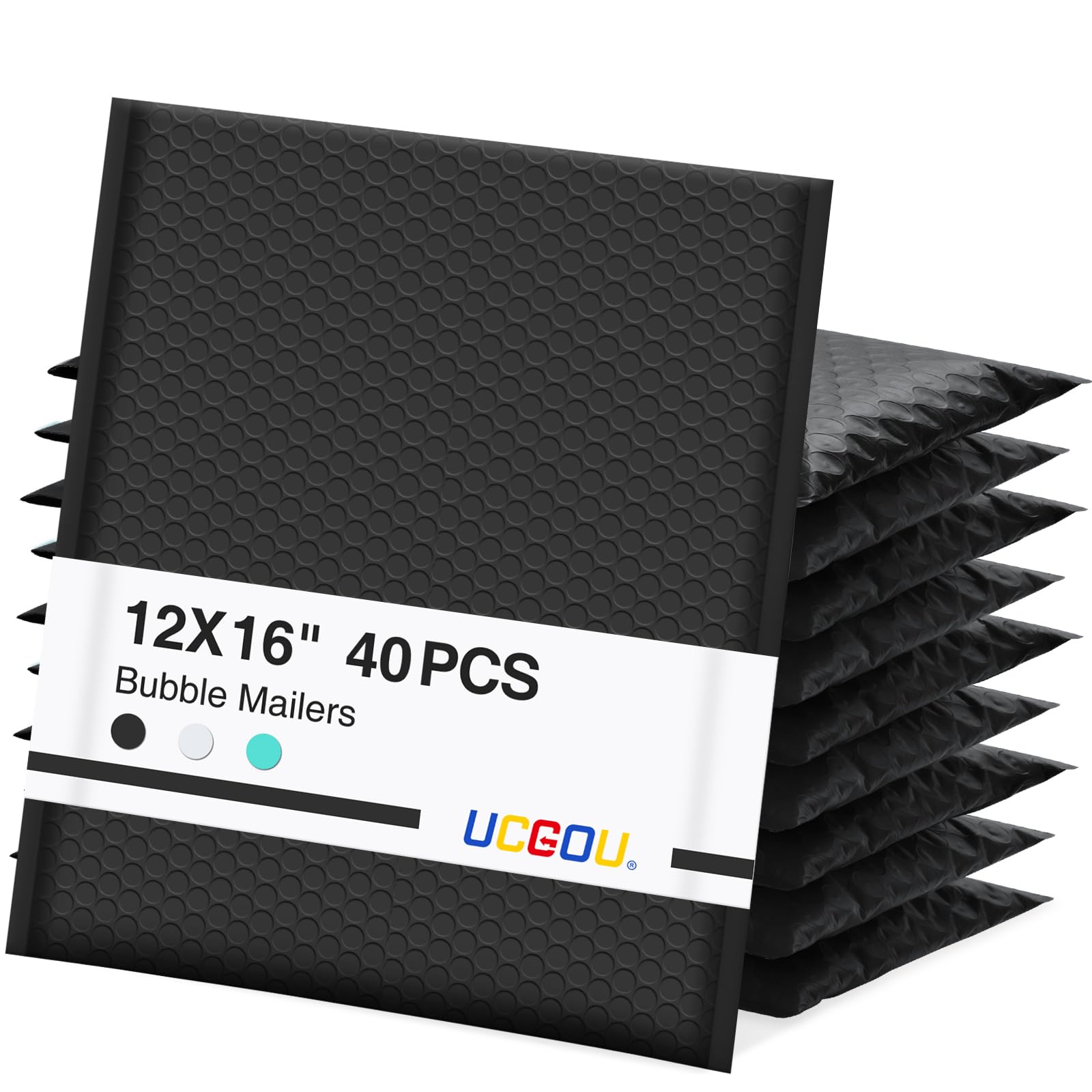 UCGOU Lot de 40 enveloppes à bulles rembourrées imperméables pour expédition, bijoux, fournitures de maquillage - 30,5 x 40,6 cm - Noir