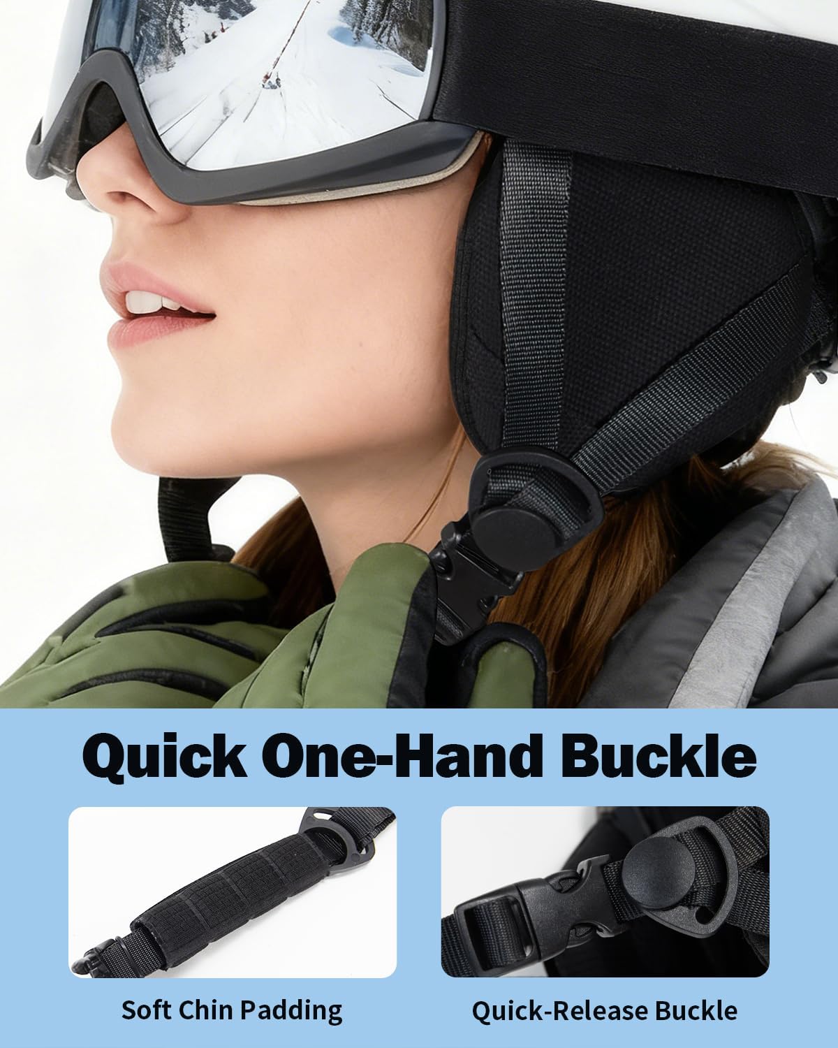 VCOROS Adult Ski Helmet with Goggles Set, Lightweight DXH-811 Snow Sport Helmet for Men and Women, Durable PC Shell, Shockproof Snowboard Helmet for Skiing Snowboarding Snowmobile