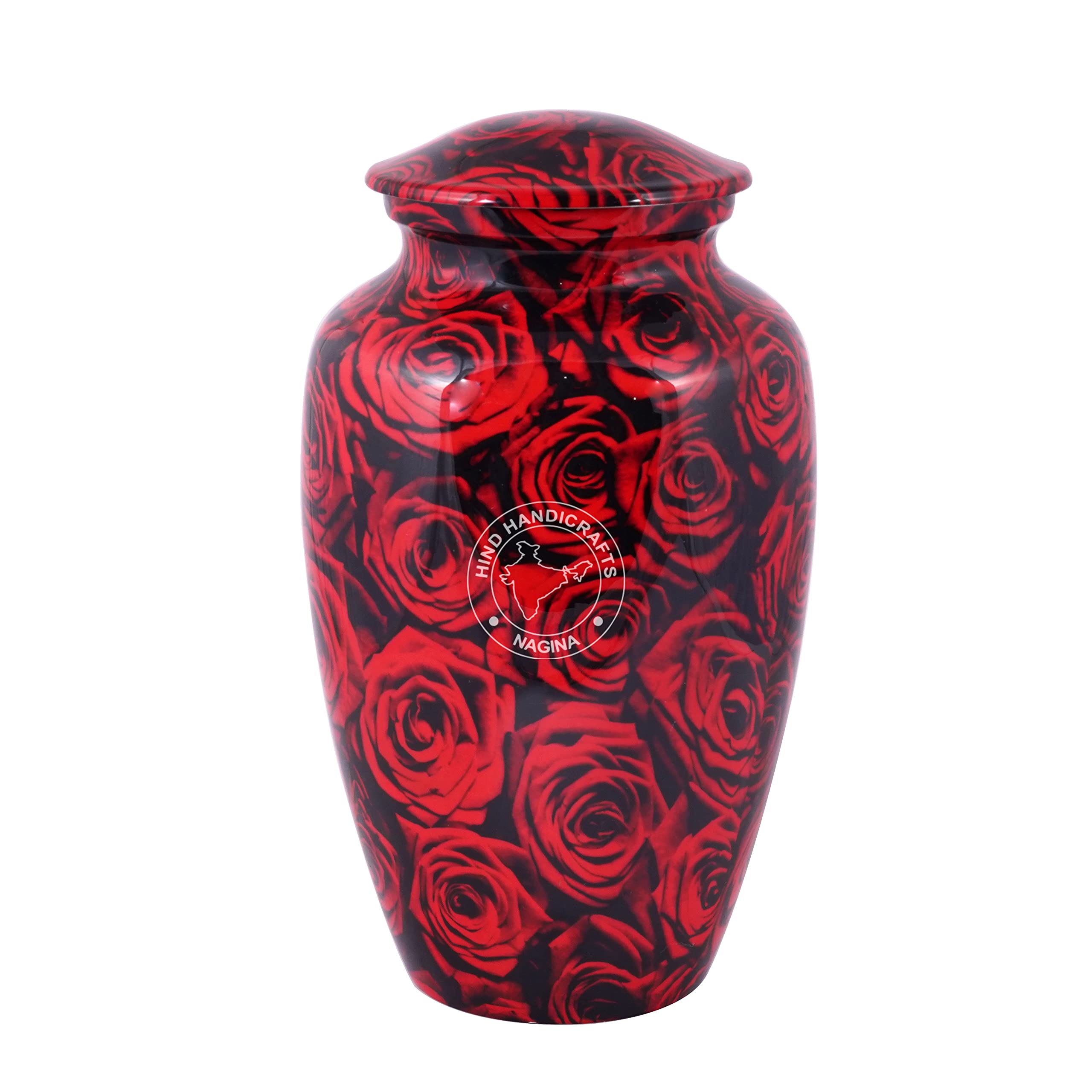 Urne funéraire en aluminium avec rose, un hommage fait main d'exception