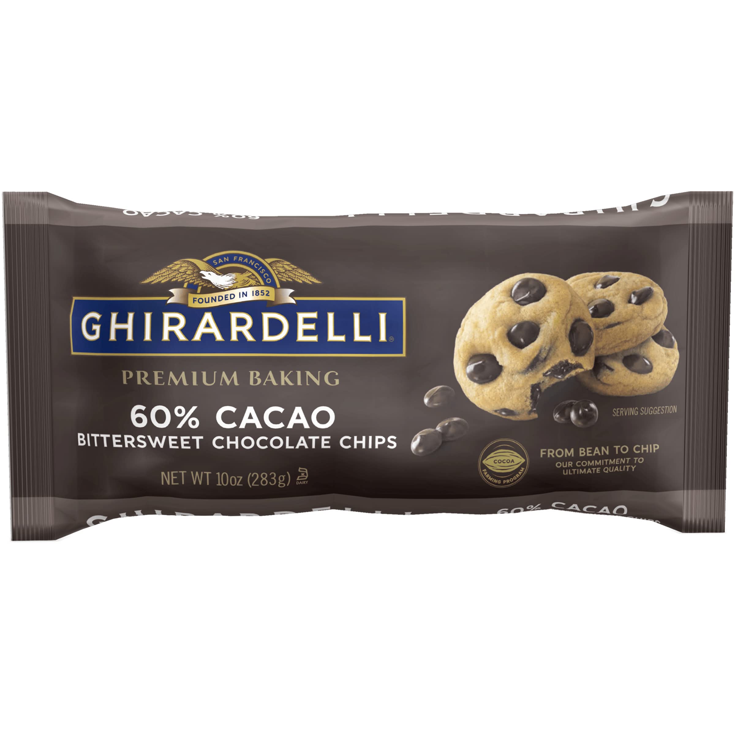 GHIRARDELLI 60% Cacao Bittersweet Chocolate Premium Baking Chips, 10 OZ Bag