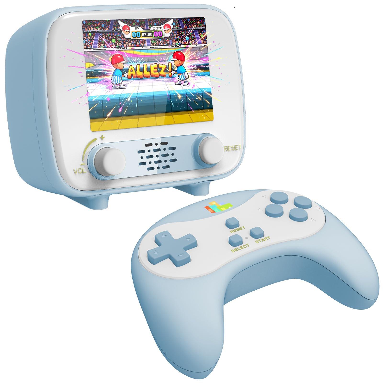 Handheld Game Console, Retro Mini Game Console avec écran 2,8 Pouces, 220 Classic Games intégrés, Jouet de Jeu Portable Rechargeable, sans Wi-FI nécessaire, Cadeau pour garçons et Filles, Bleu