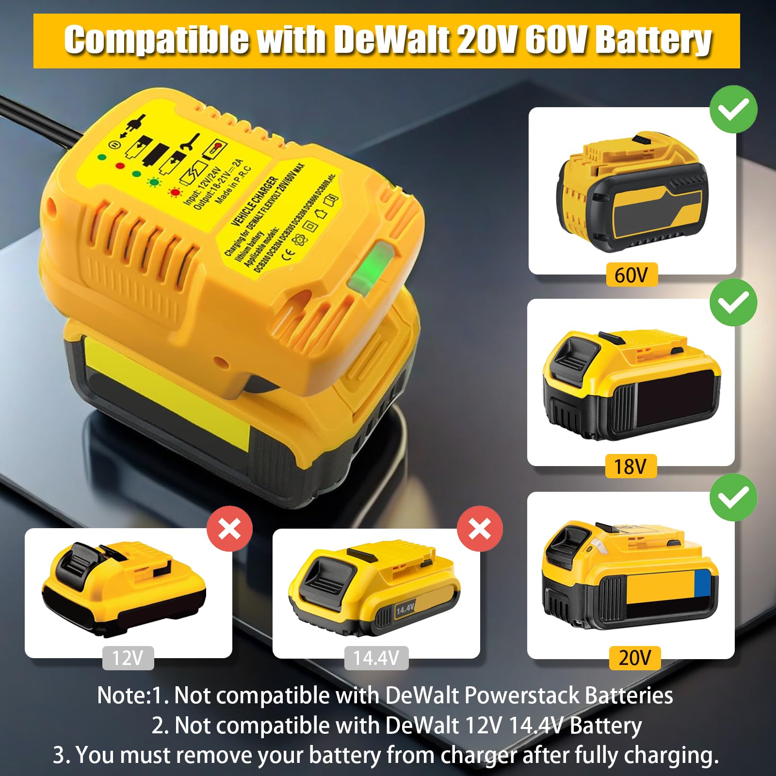 Amazon.com: TPDL Replace DCB112 Mini Car Charger for Dewalt 20V Battery,  Portable Quick Car Charger for Dewalt 20V/60V, Cigarette Lighter Plug, 1/2  Size for DCB112 (only for 20V/60V Battery) : Automotive