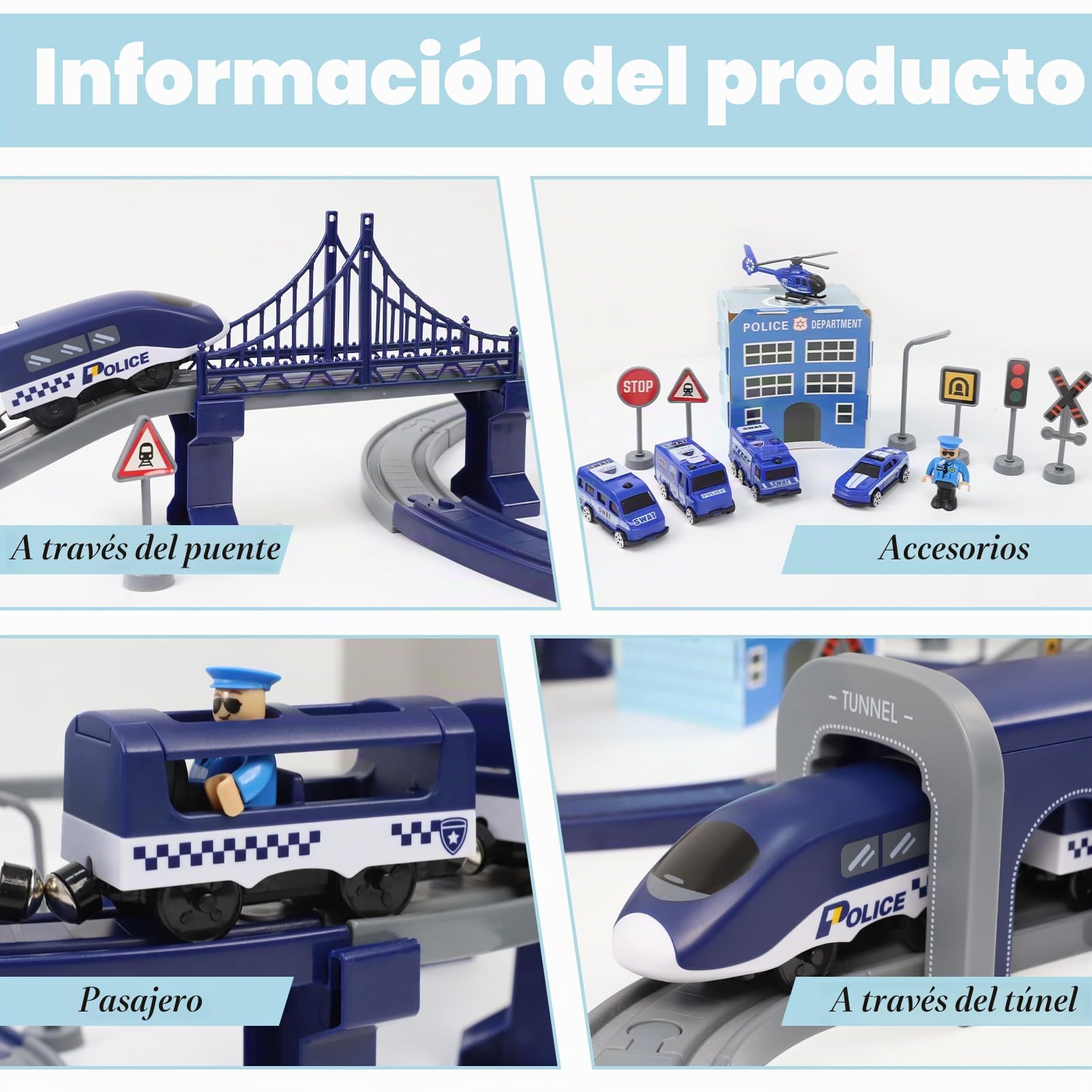 Wdmiya Tren Eléctrico para Niños, Tren Juguete con 92 Piezas, Vehículos de Construcción y Juego de Pistas Flexible, Regalo Niño para Navidad o Año Nuevo, Niños de 3 4 5 6 7 Años
