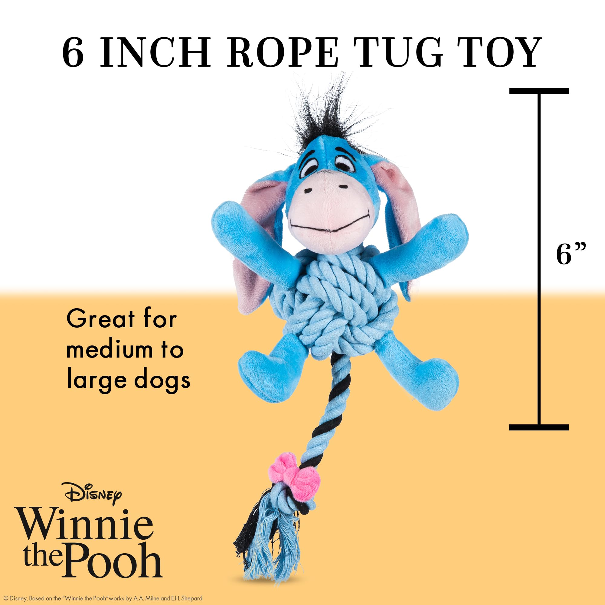 Disney for Pets Winnie Puuh I-Aah Seil-Haustierspielzeug | Disney Hundespielzeug | Seilspielzeug für Hunde, inspiriert von Winnie Puuh, 20,3 cm