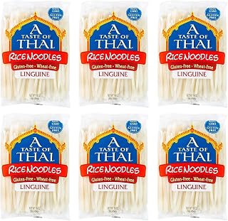 A Taste of Thai Gluten-Free Rice Noodles, 16oz Pack of 6 | Thin Classic Noodles for Pad Thai, Stir-Fries, Soups | Vegan, Non-GMO, No Preservatives