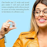 Vista 4 de Twisted R Design Pomos de madera para gabinetes, juego de 6 manijas redondas de cocina, baño o muebles con acabado brillante, diseño de pomos