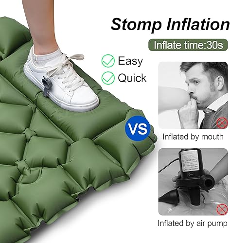 Miniatura 2 de Night Cat Colchonetas inflables con almohada con bomba incorporada, tapete de dormir para acampar, senderismo, ligero, cómodo, extensible, 77 x 25.5