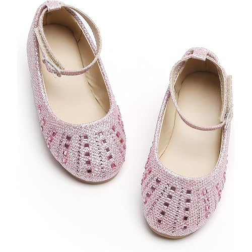 Otter MOMO Toddler/Little Girls Flower Girl Shoes Ballerina Flats Shoes Slip-on School Party Dress Shoes