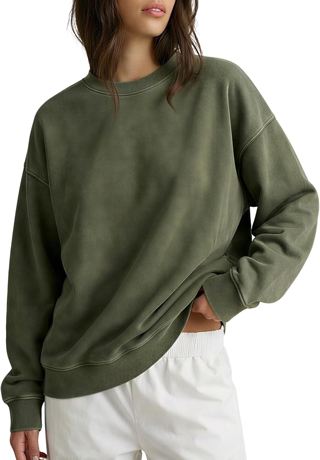 Yimoon Women's Oversized Acid Wash Sweatshirt Vintage Crewneck Sweatshirts Baggy Y2k Teen Clothes Outfits