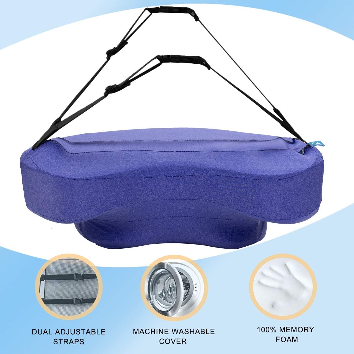 COOLBEBE Lumbar Support Pillow for Office Chair, Memory Foam Lumbar Cushion - Premium Back Pillow Cushion with Ergonomic Designed for Lower Back Pain Relief Improve Posture (Blue)