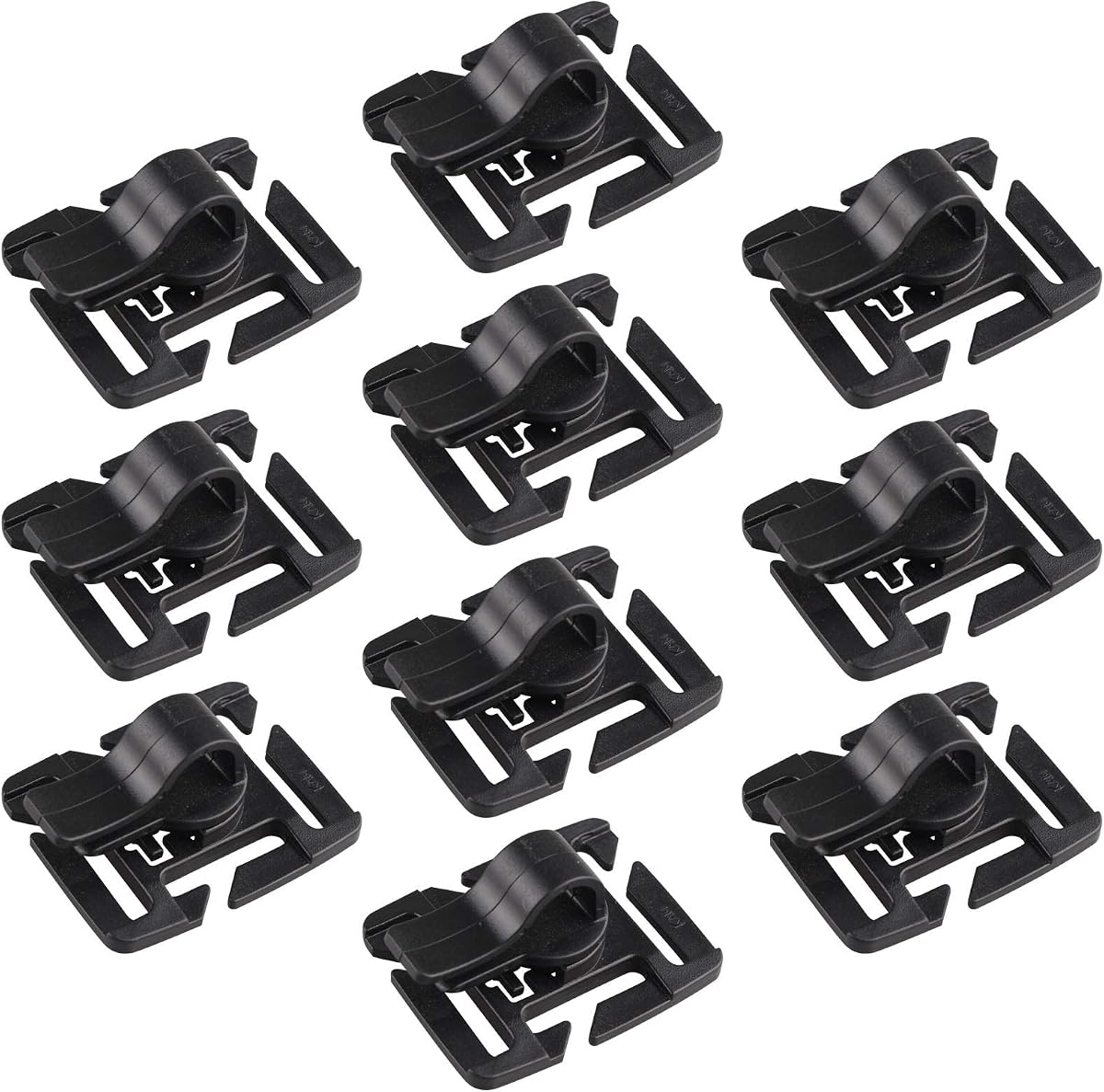 10PCS Universal Tactical Military Hydration Tube Clips Water Tube Clip MOLLE Webbing Attachment Adjustable Angle 360°Rotatable Bladder Drinking Water Tube Clip Pipe Clamp Multi-function Tool