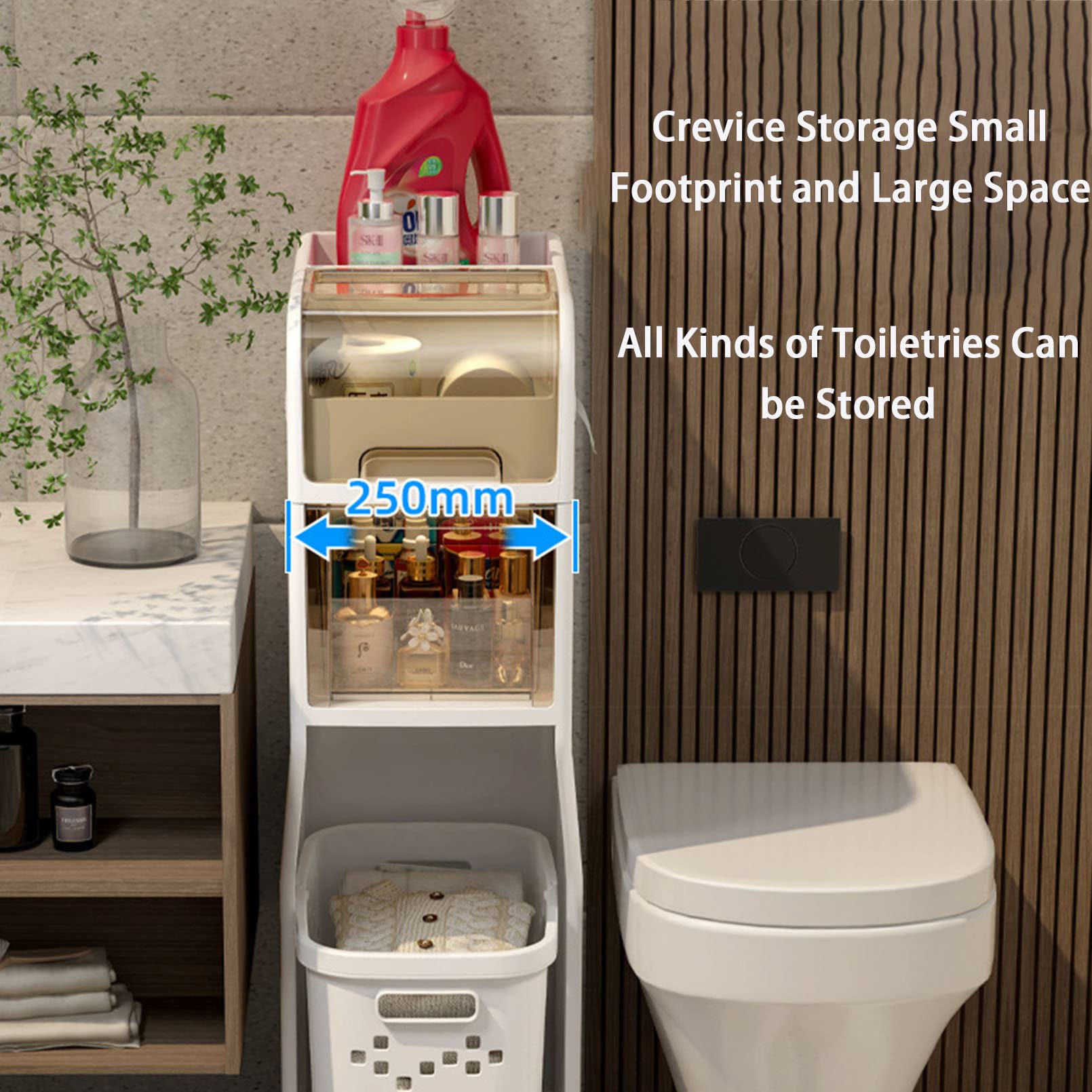 Cajones de almacenamiento apilables Gabinete de almacenamiento de baño pequeño para espacios pequeños, Gabinete de almacenamiento sobre El inodoro para baño Esquina de al