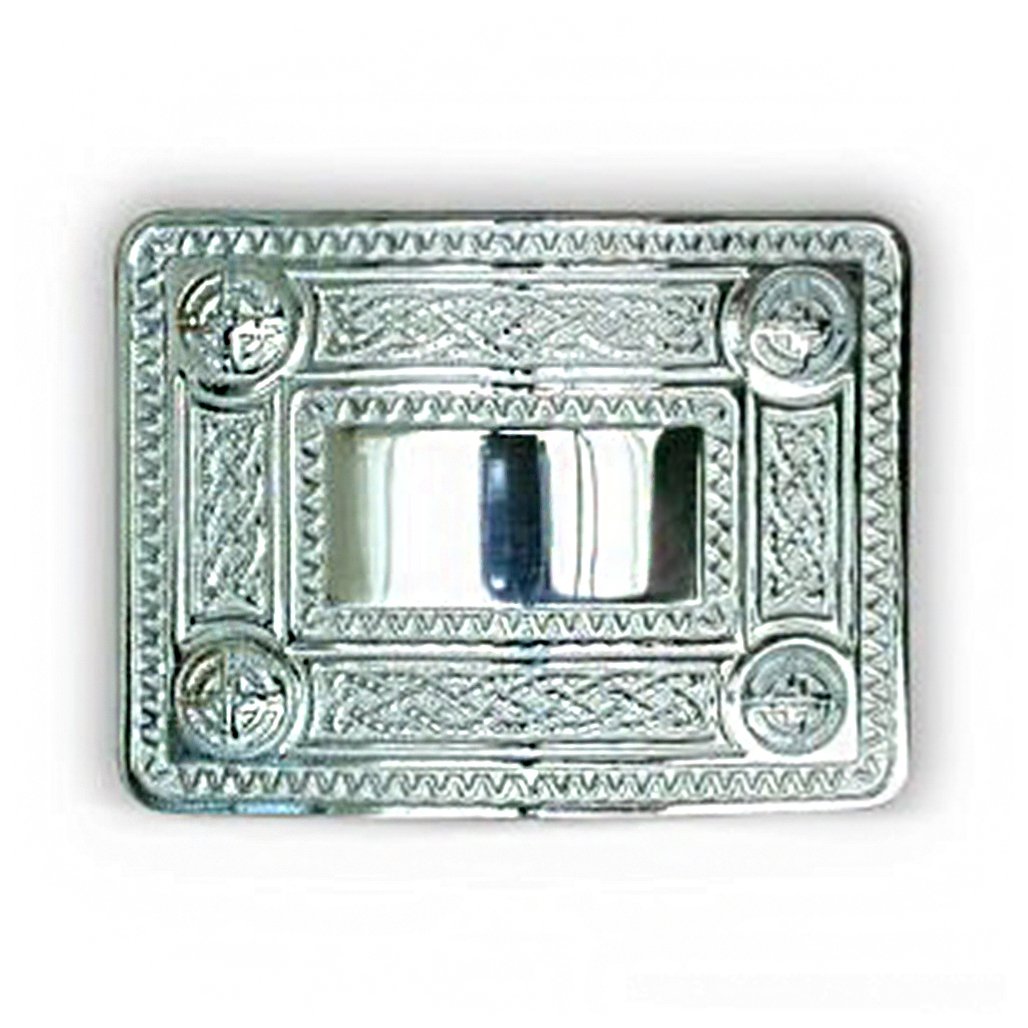 The Scotland Kilt Company Rectangular Chrome Celtic Kilt Belt Buckle with Knot Design - Durable Rustproof Sturdy Unisex Accessory for Kilt and Sporran