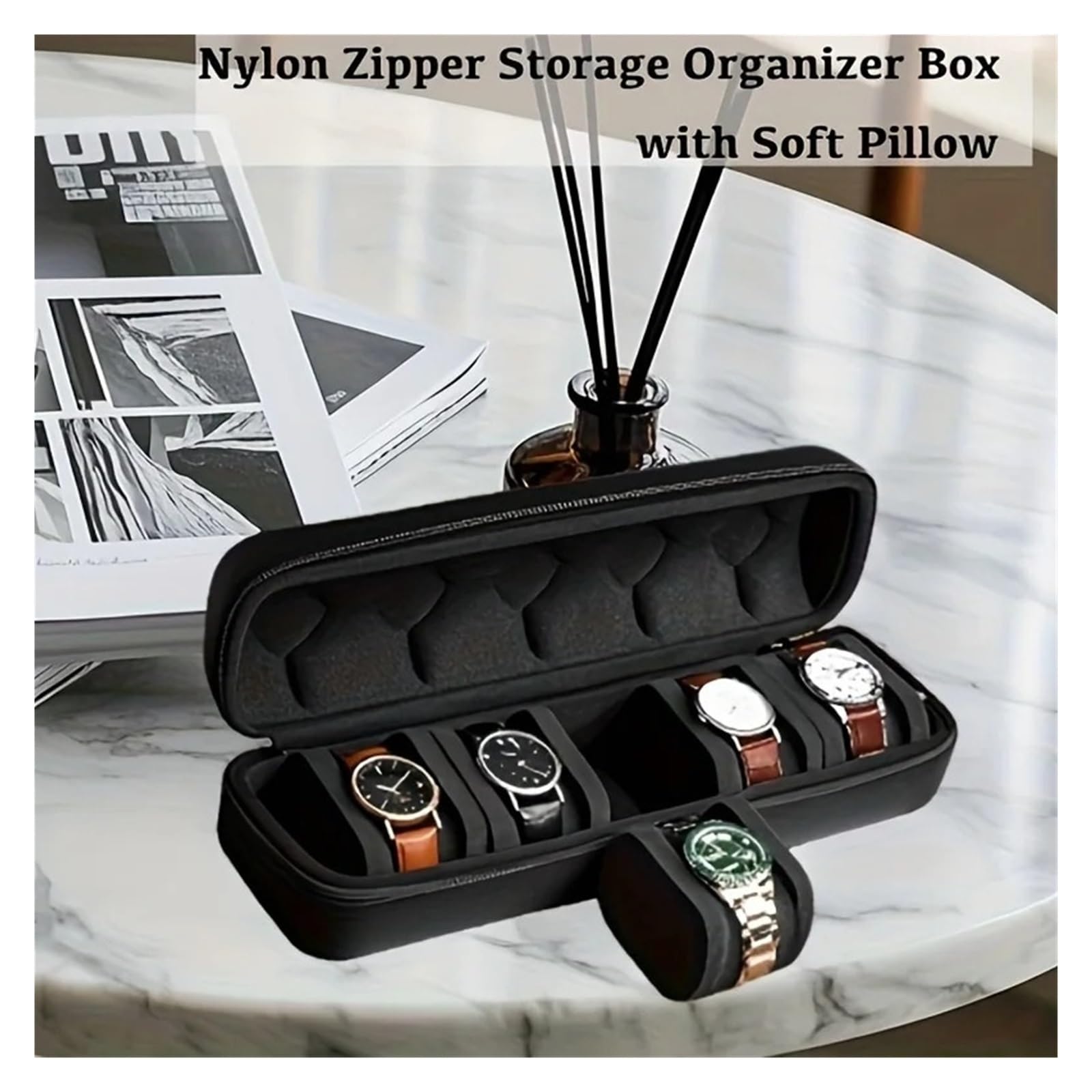 Hartschalen-Reiseetui for Uhren mit 3/5 Steckplätzen, Aufbewahrungsbox for Uhrendisplays, Hartschalen-Organizer großer Kapazität, geeignet for die meisten zur Aufbewahrung von Uhren(Red- 3 Slots)