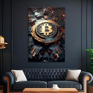 Crypto Acrylic Wall Art Bitcoin Home Decor | Modern Interior Design | Acrylic Wall Art | Crypto Inspired Wall Decor | Multiple Size and Wood Support Options 12" x 18"