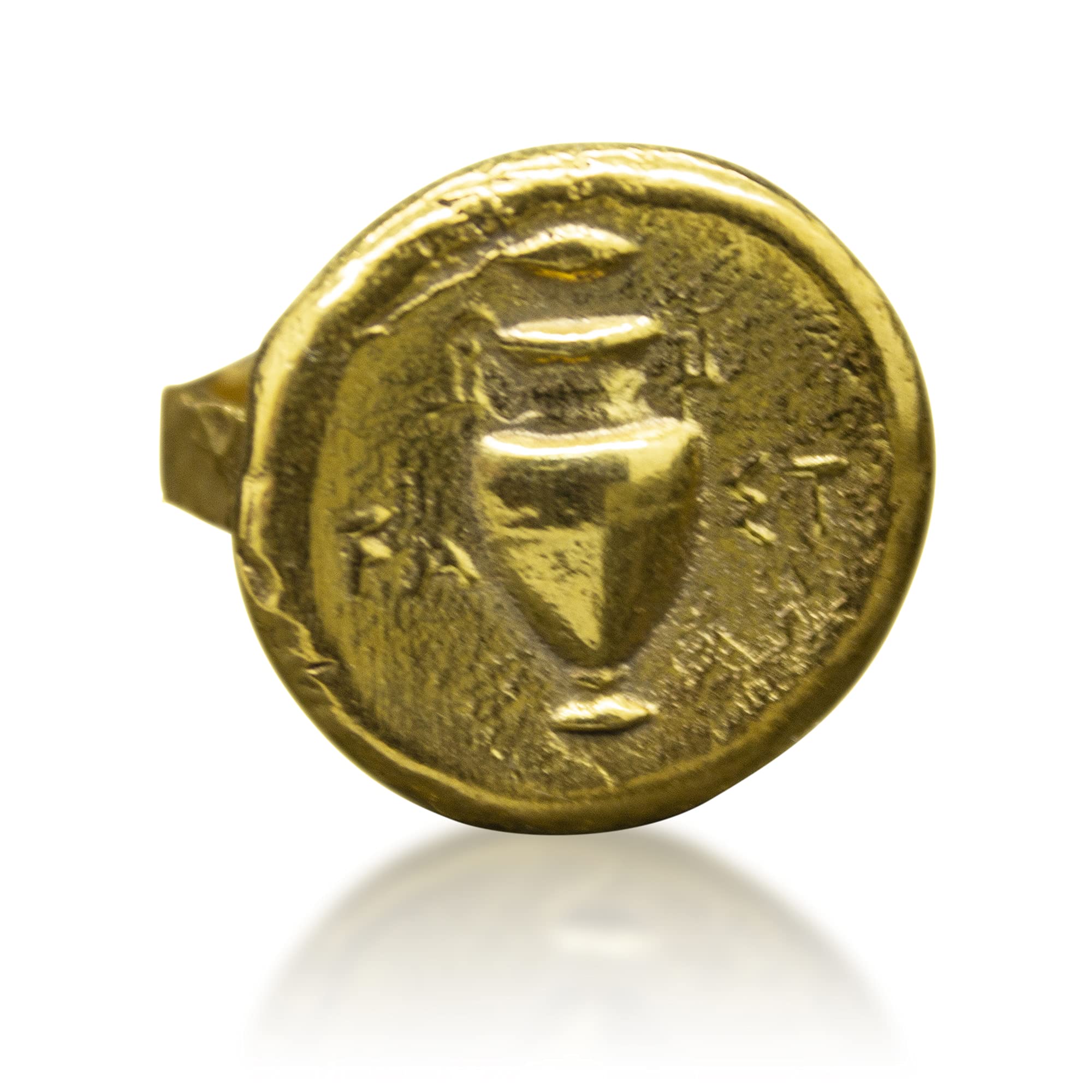Ancient Vase Medallion Ring | 925 Sterling Silver | Greek Art Amphora Embossed Ring | Hammered Coin Ring | Antiqued Vintage Gift by Pellada