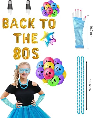 Miniatura 6 de Girls 80s Outfit Costume Accessories 7pcs 70s 1980s 90s Costumes