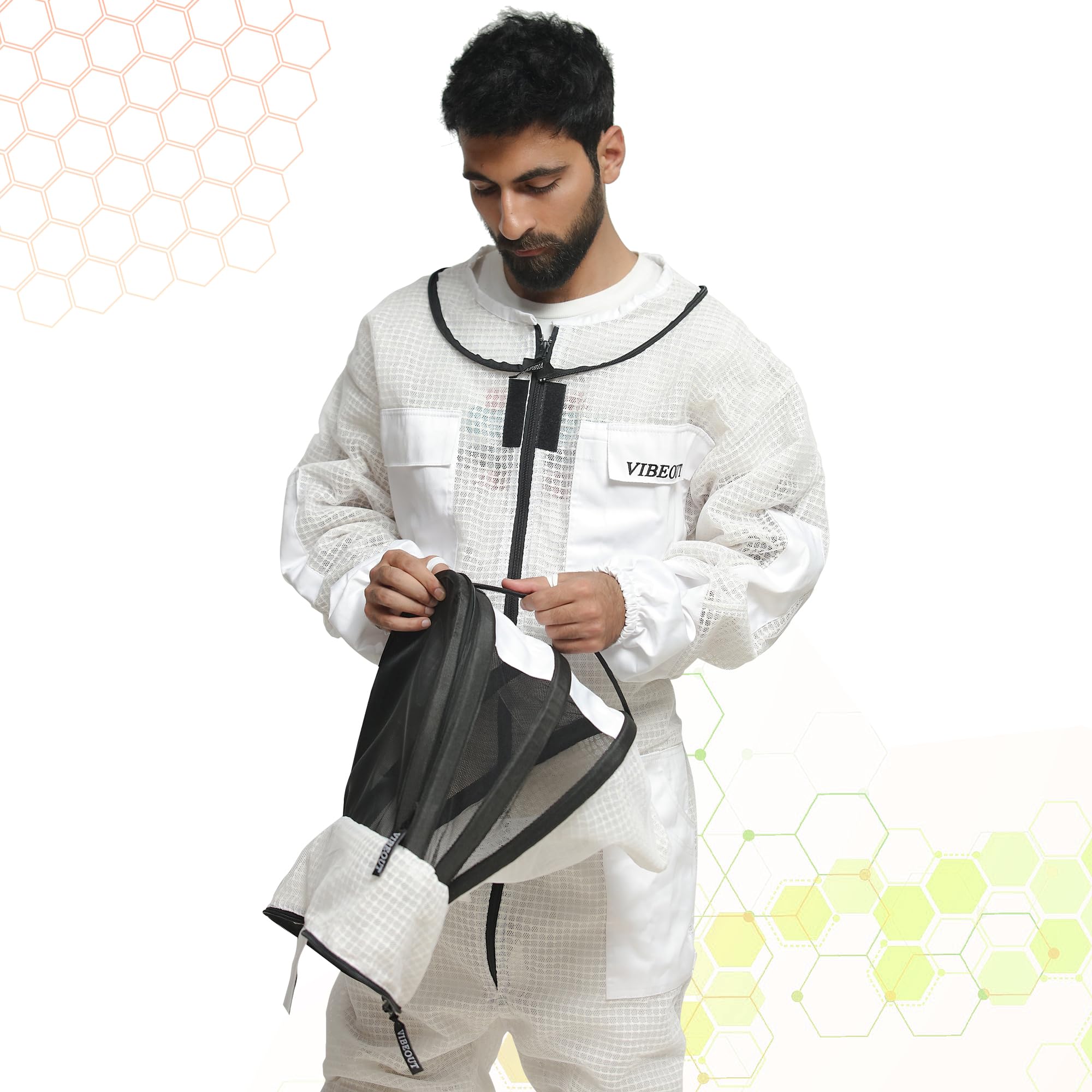 Combinaison d'apiculture ultra ventilée 3 couches en maille de qualité supérieure pour hommes et femmes, voile d'escrime, combinaison d'apiculteur professionnelle anti-piqûre (Blanc, Small)