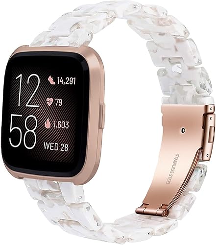 AWSMOR - Correa de resina compatible con Fitbit Versa 2Versa Versa Lite para mujeres y hombres con hebilla de metal de acero inoxidable de repuesto