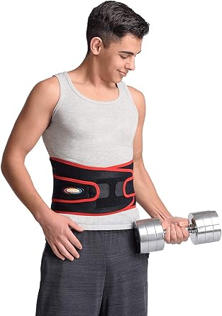 MAXAR Airprene Sports Back Brace W/ Powerful 18 Magnets, Warm & Breathable, Six Spring Metal Stays, Prevent Back Injuries, Support Belt for Lumbosacral, Heavy Lifting & Lower Back Pain, BMS-512 M, Black