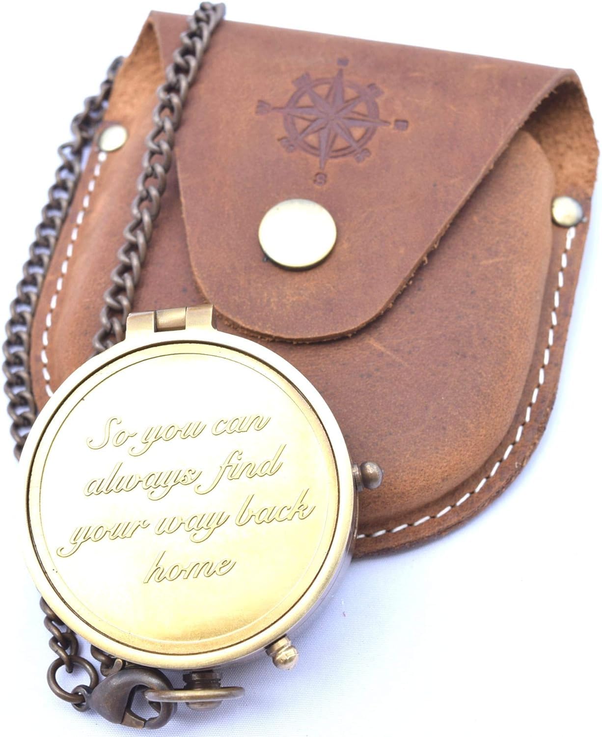 Antique Compass with Leather Case | Nautical Maritime So You Can Compass | for Sailing, Boating, Camping, Hiking, and Outdoor Navigation.-picture-41