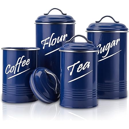 Amazon.com: Hillbond Canister Sets Navy Blue Food Storage Canisters ...