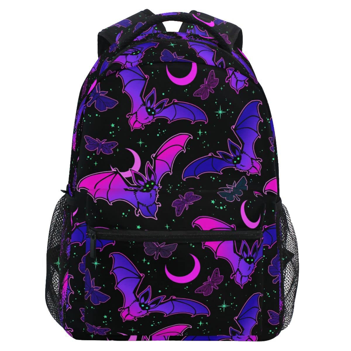 MNSRUU Student School Bag Purple Bat Gothic Backpack for Girls Boys College Bookbag Laptop Rucksack Travel Backpack for Adult Teen Casual Daypack