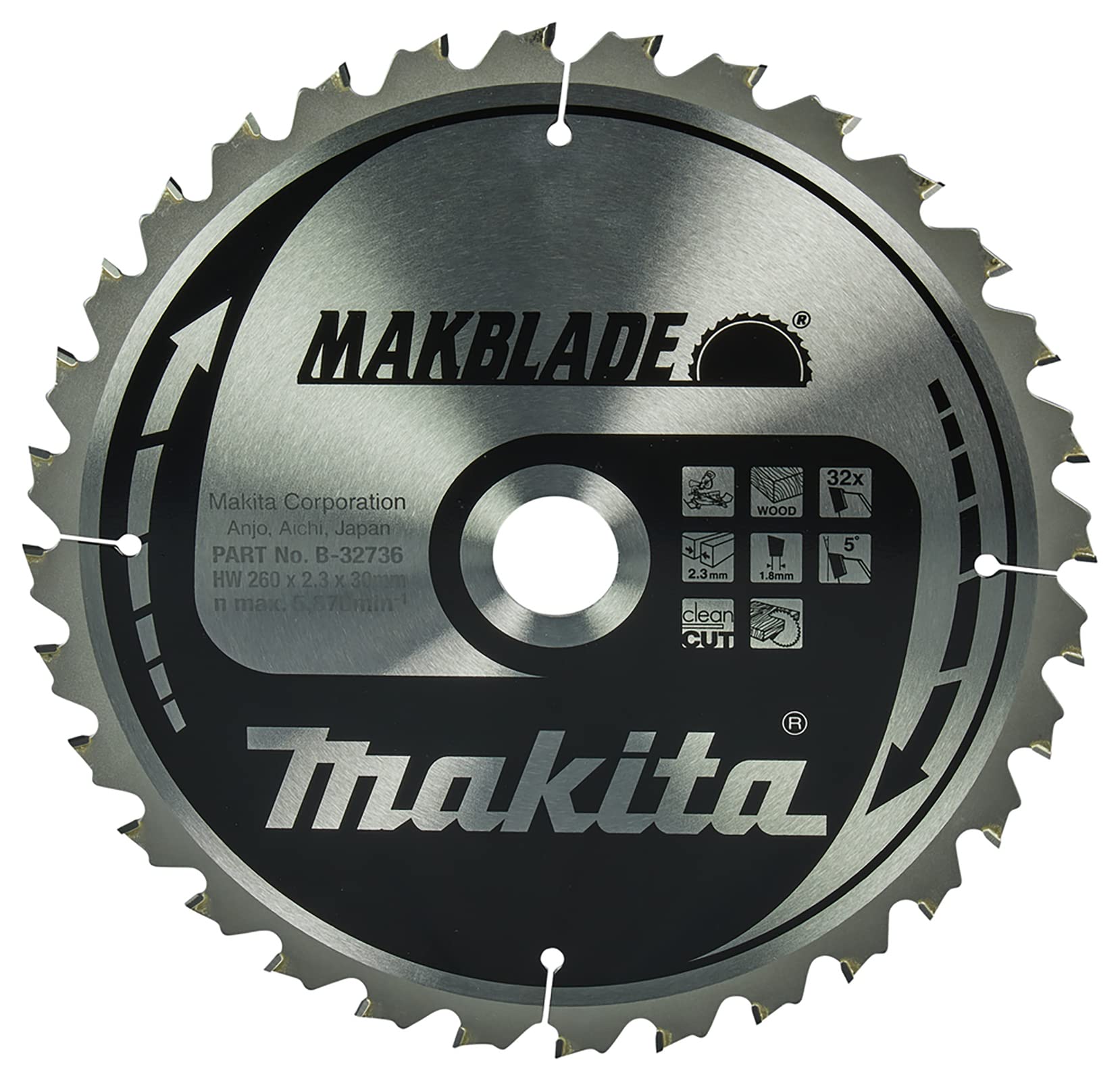 Makita Silver B-32736 Makblade 260X30x32t