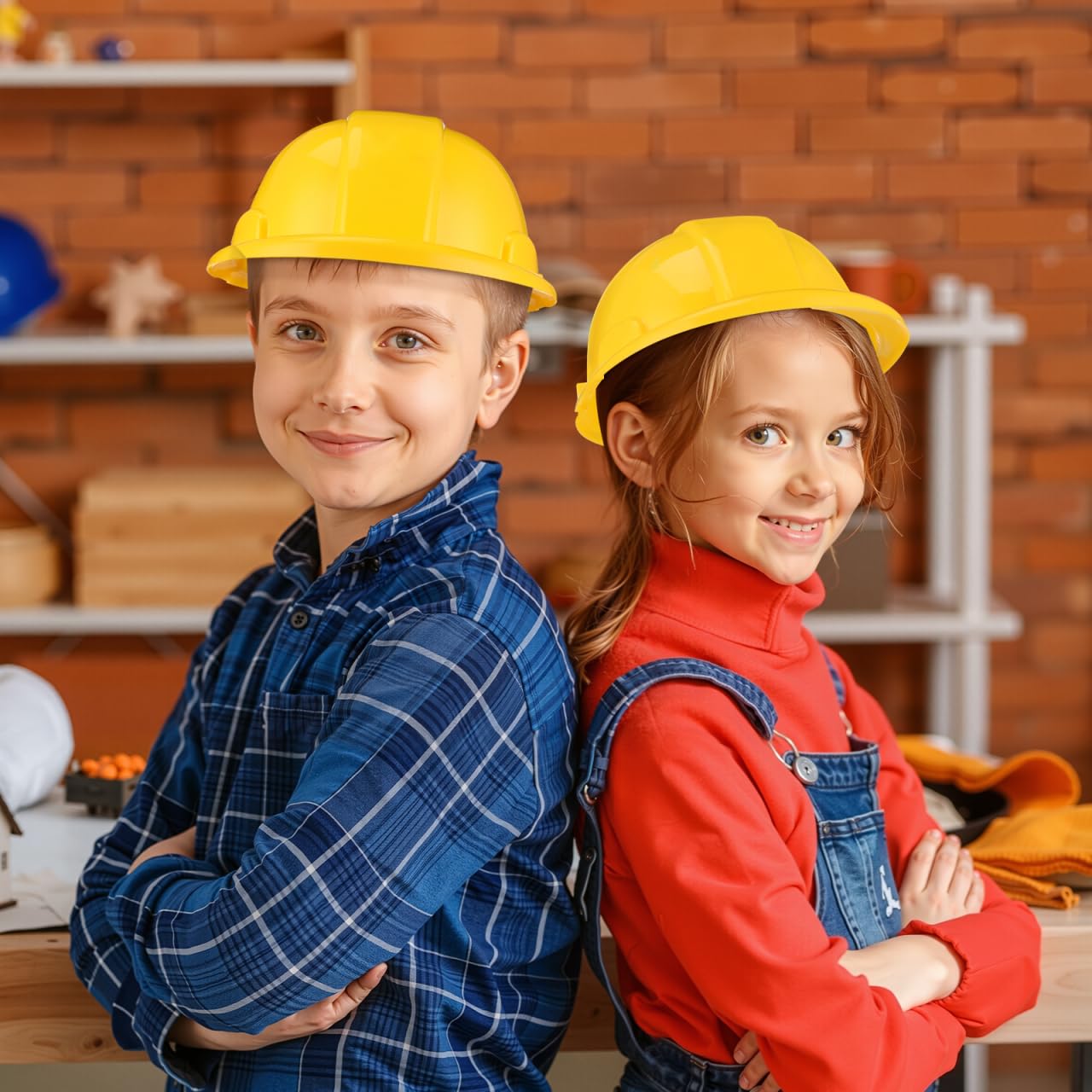 Gatuida 2 Pièces Casques de Construction Plastique pour Enfant Jeu de Rôle Fête Chantier