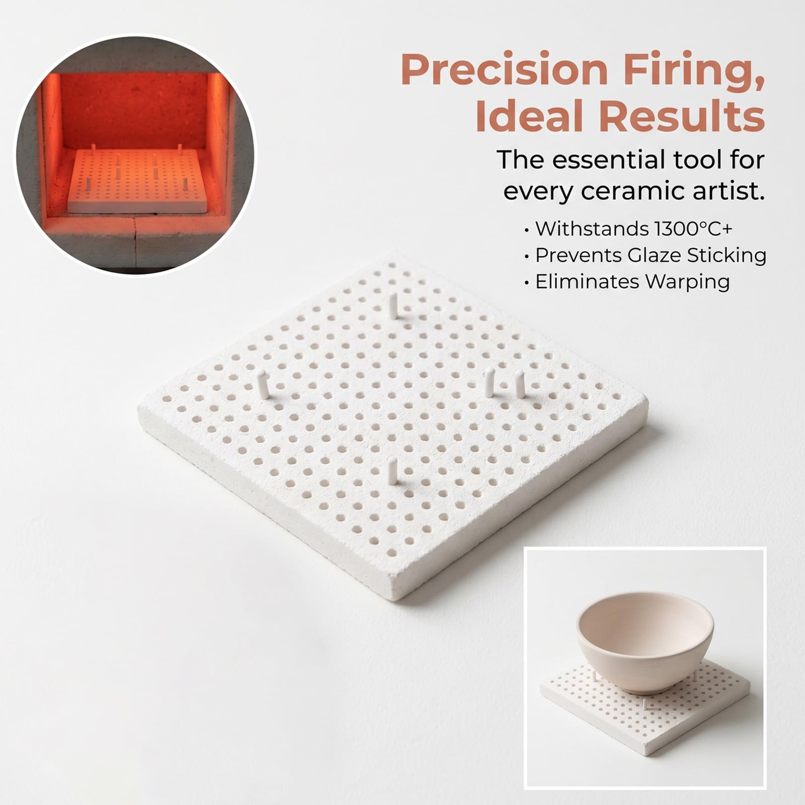 Healvian Tappetino Refrattario in Ceramica Chiodi per Forni, Bianco