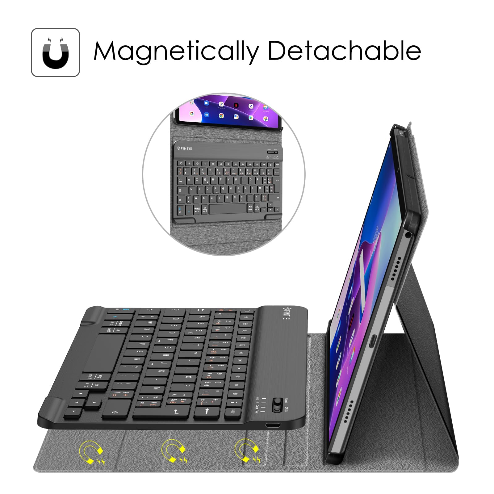 Clavier FINTIE Pour Lenovo Tab M10 Plus 3rd Gen 2022 (TB125/TB128), Avec étui Rigide, Neuf