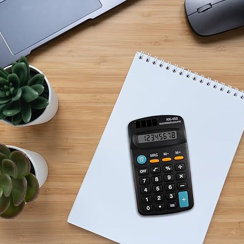 Miniatura 6 de 30 piezas de tamaño de bolsillo mini calculadora Merkaunis calculadora de bolsillo a granel negro alimentado por batería portátil 8 dígitos