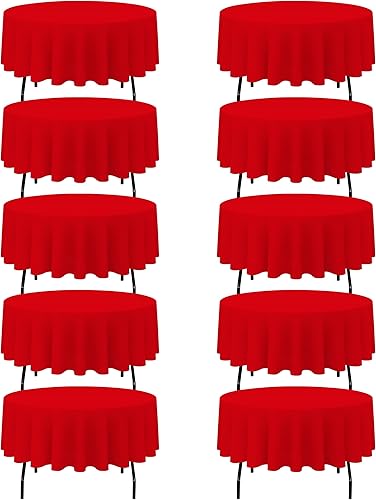 Miniatura 32 de BRILLMAX 4 paquetes de manteles redondos de 132 pulgadas color marfil - manteles circulares a granel de lino y poliéster lavables para mesa