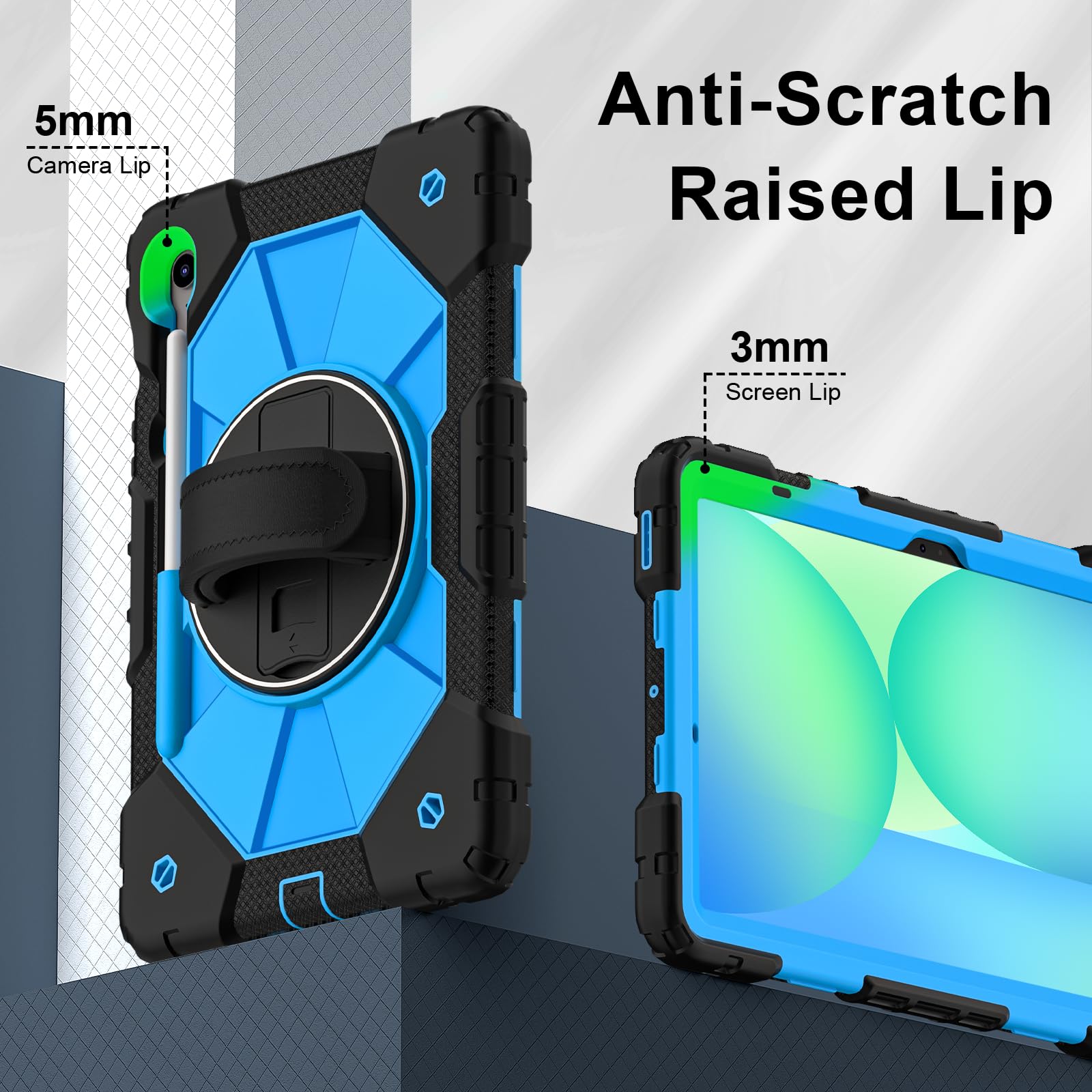 Custodia robusta per Samsung Galaxy Tab S10 Lite 10.9 pollici 2025 SM-X400/X406B con supporto per penna a S, cavalletto girevole, impugnatura rigida antiurto armatura cover w/tracolla (nero +