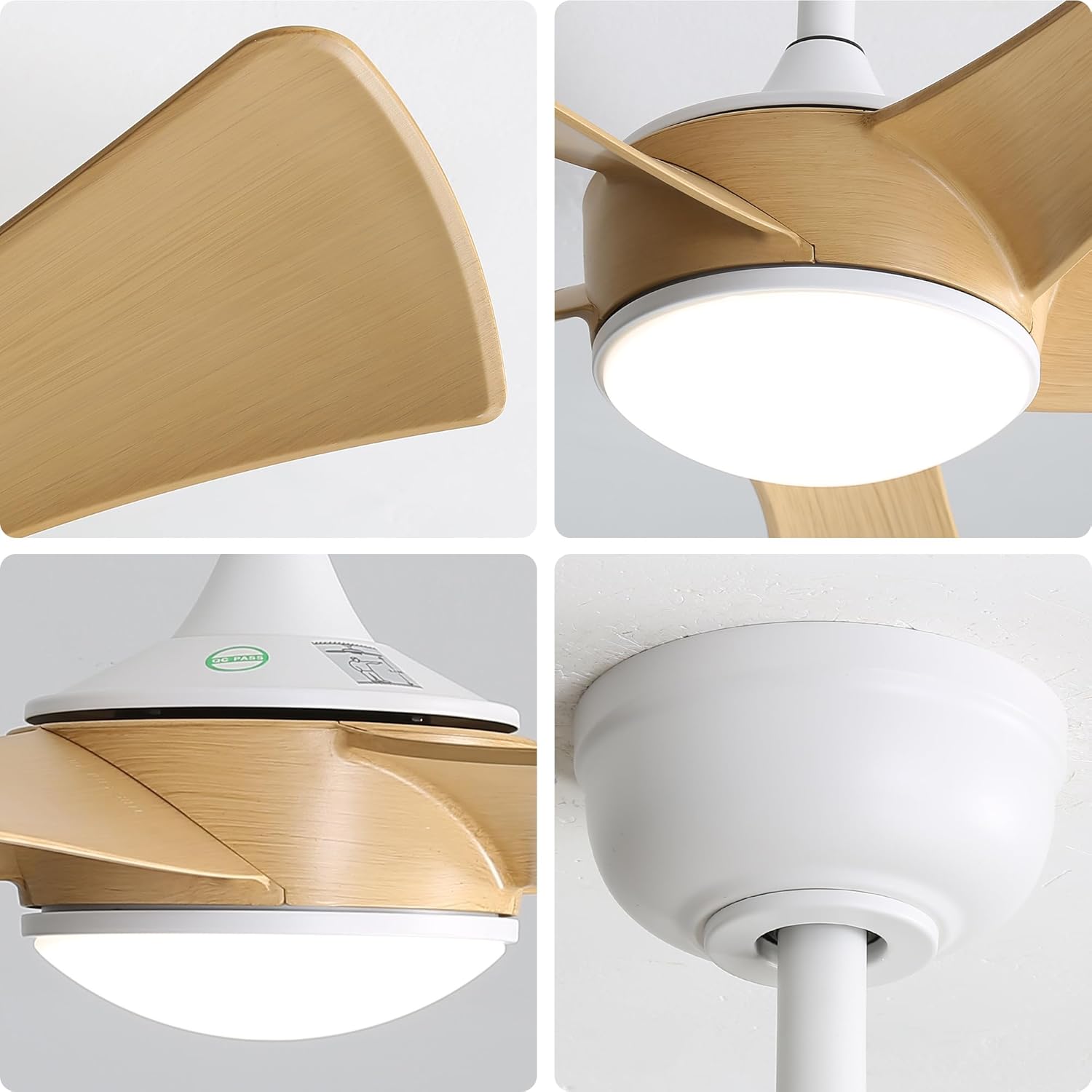 52 Inch Modern Ceiling Fan with 22W LED Light and Remote Control 5 ABS Blades for Living Room, Smart App Control, 6 Modes