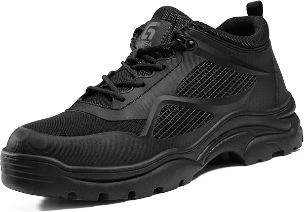 KGJIANDA Steel Toe Boots for Men Work Boots for Men Breathable High Top Work Shoes Lightweight Indestructible Safety Shoes Industry Construction Safety Footwear