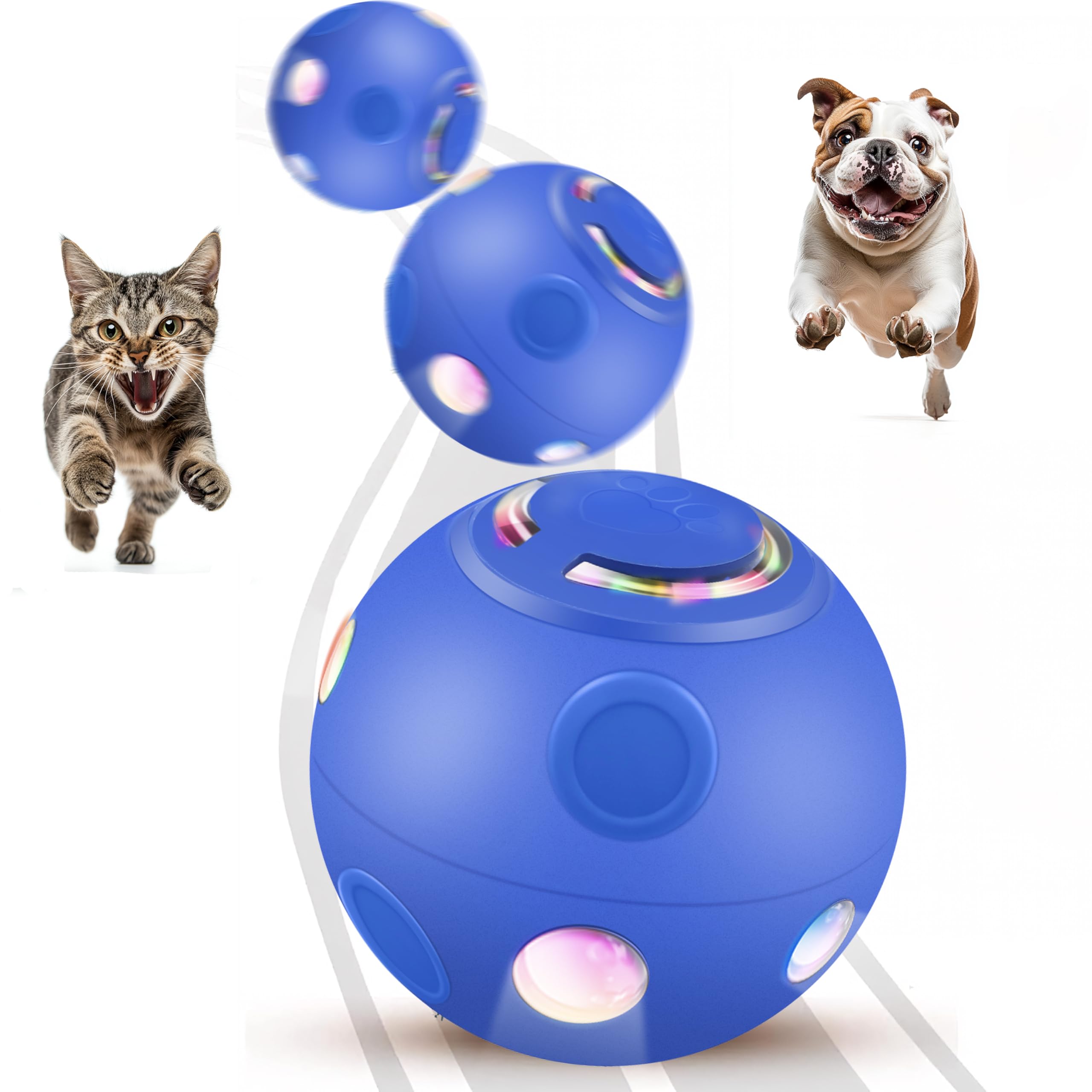 Interactive Smart Pet Toy – Planet-Shaped Moving Dog Ball with LED Lights, Automatic Bouncing Ball, USB Rechargeable, Self-Moving for Dogs and Cats Under 20lbs.