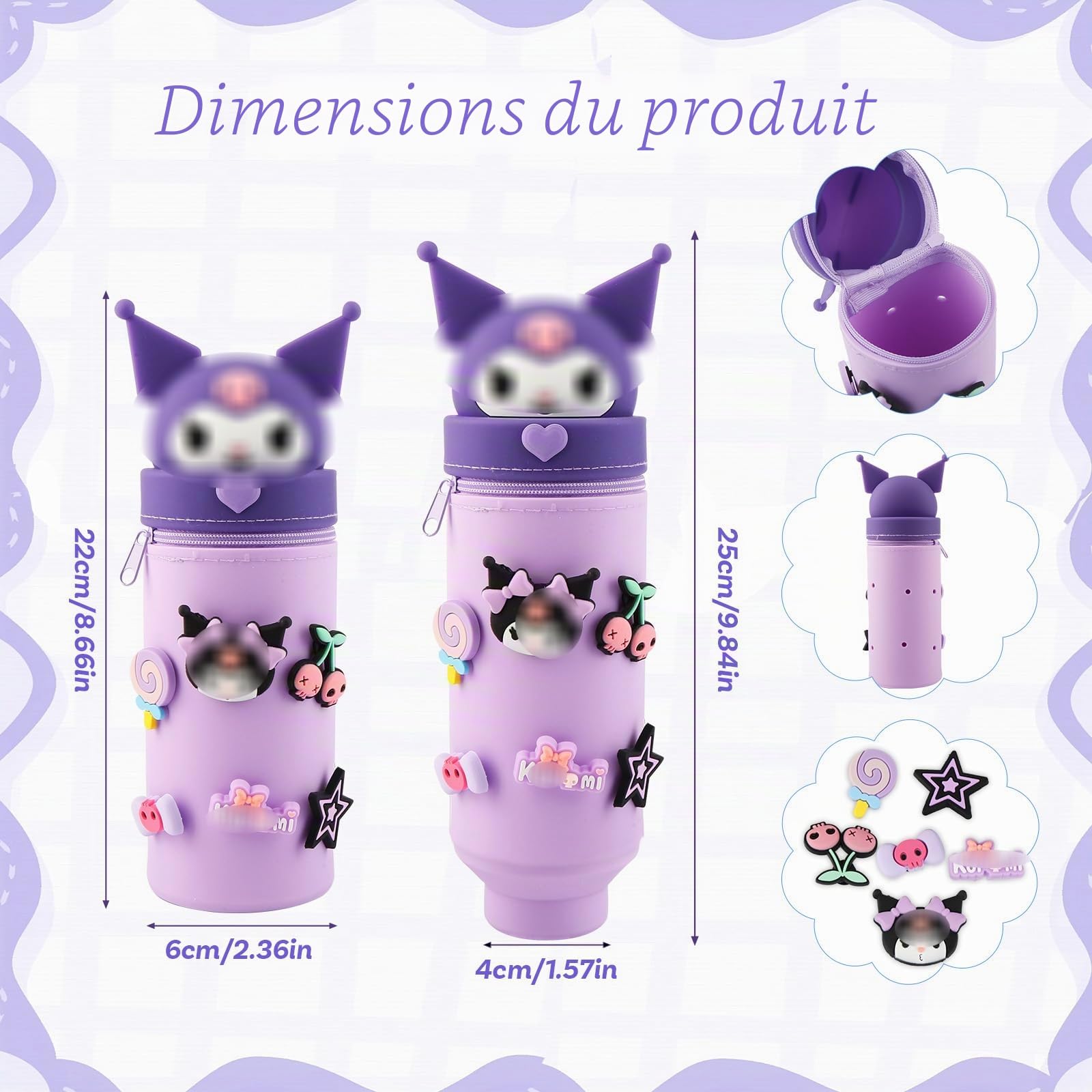Kuro-m Trousse à Crayons en Silicone 2 en 1, Étui École Souple Zippée, Porte-stylos de Table
