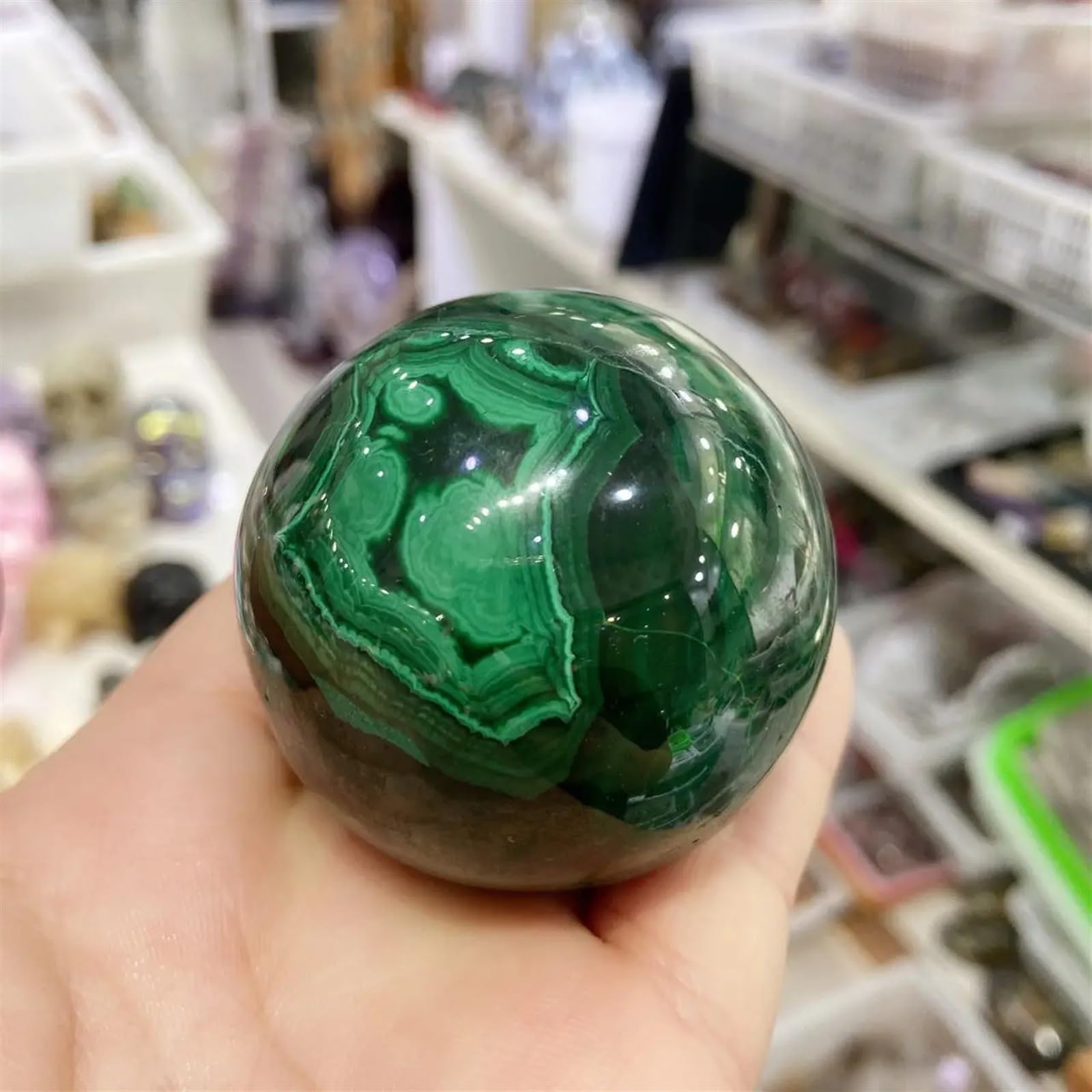 YZWRWRMKTB 1pcs Malachite Gemstone Sphere Quartz Stone Crystal Balls for Ornaments (Size : 4-4.5cm)