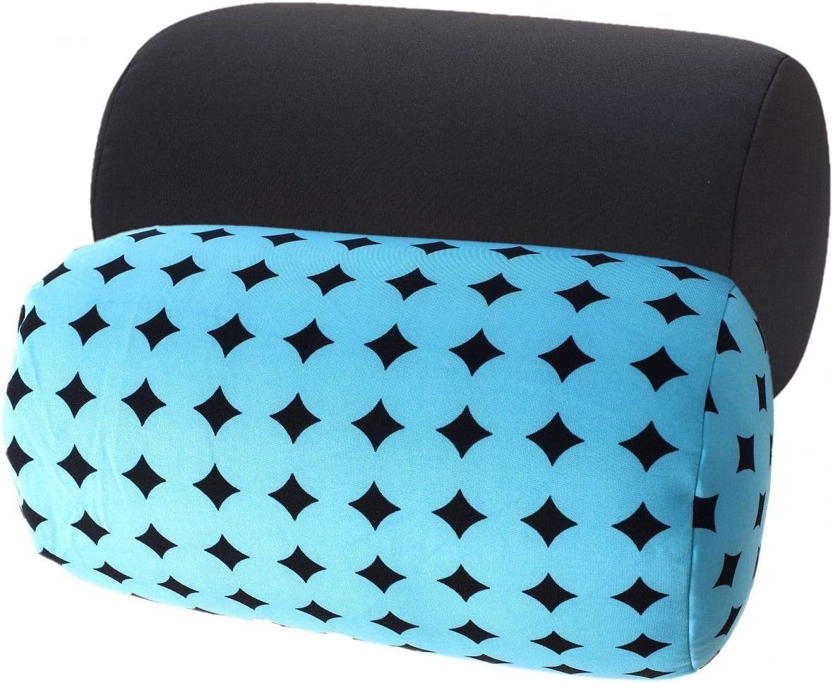 Bookishbunny 2pcs Micro Bead Microbead Roll Pillow Cushion for Bed Back Neck Head Body Support, 13" x 7", Various Designs (Navy+Diamond)
