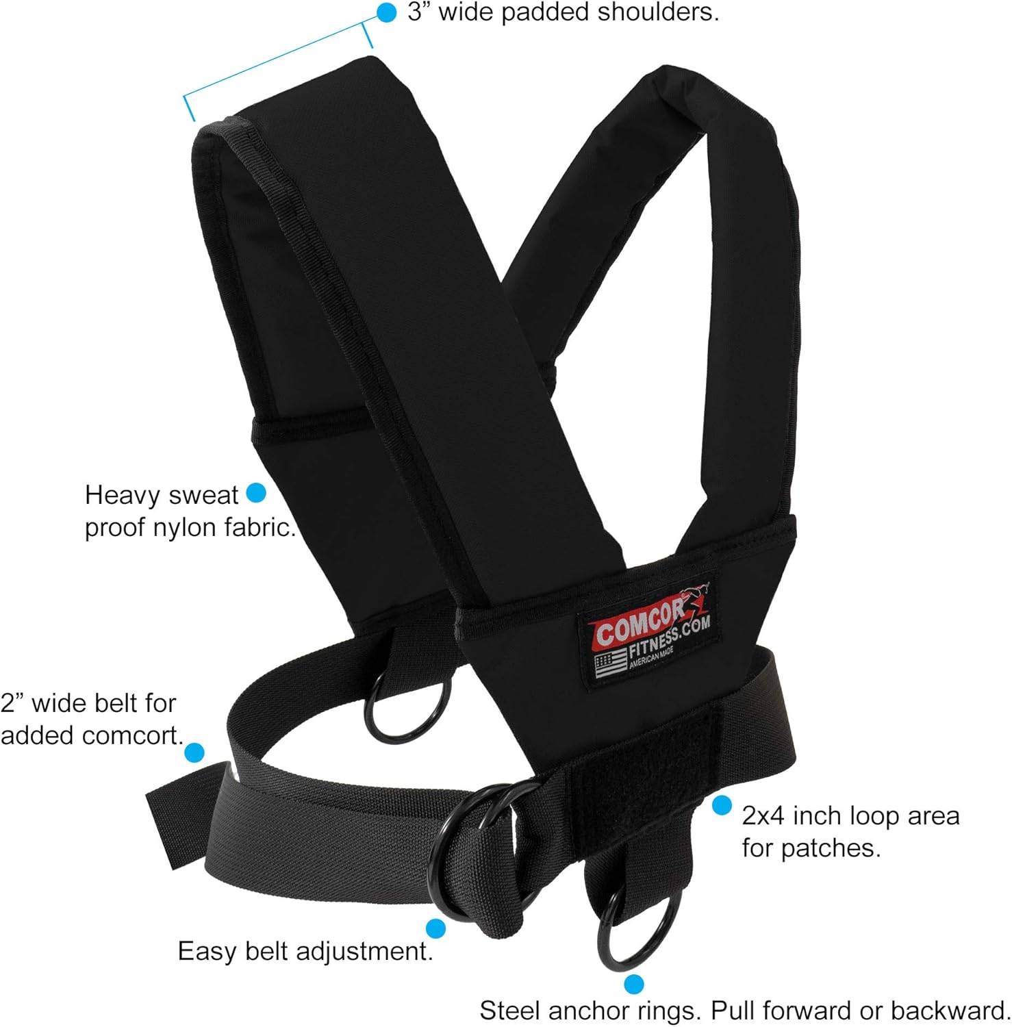 ComCor Pro Sled Harness Padded Shoulders Adult Size Includes 9